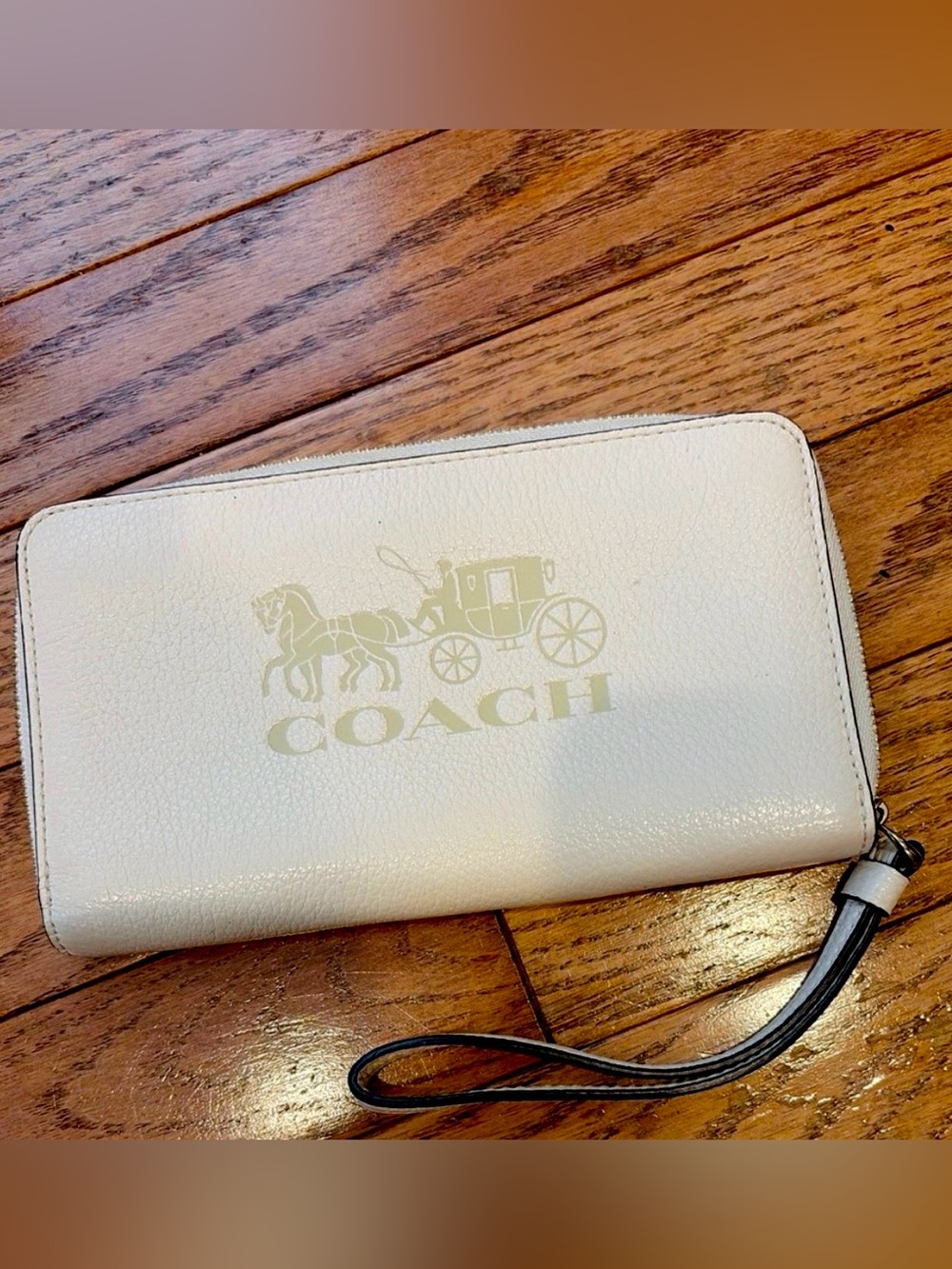Coach Long Leather Wallet White/Cream/Brown